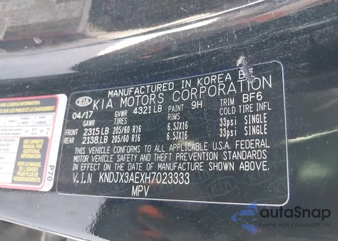 2017 Kia Soul Ev + из США, поврежденный, VIN KNDJX3AEXH7023333